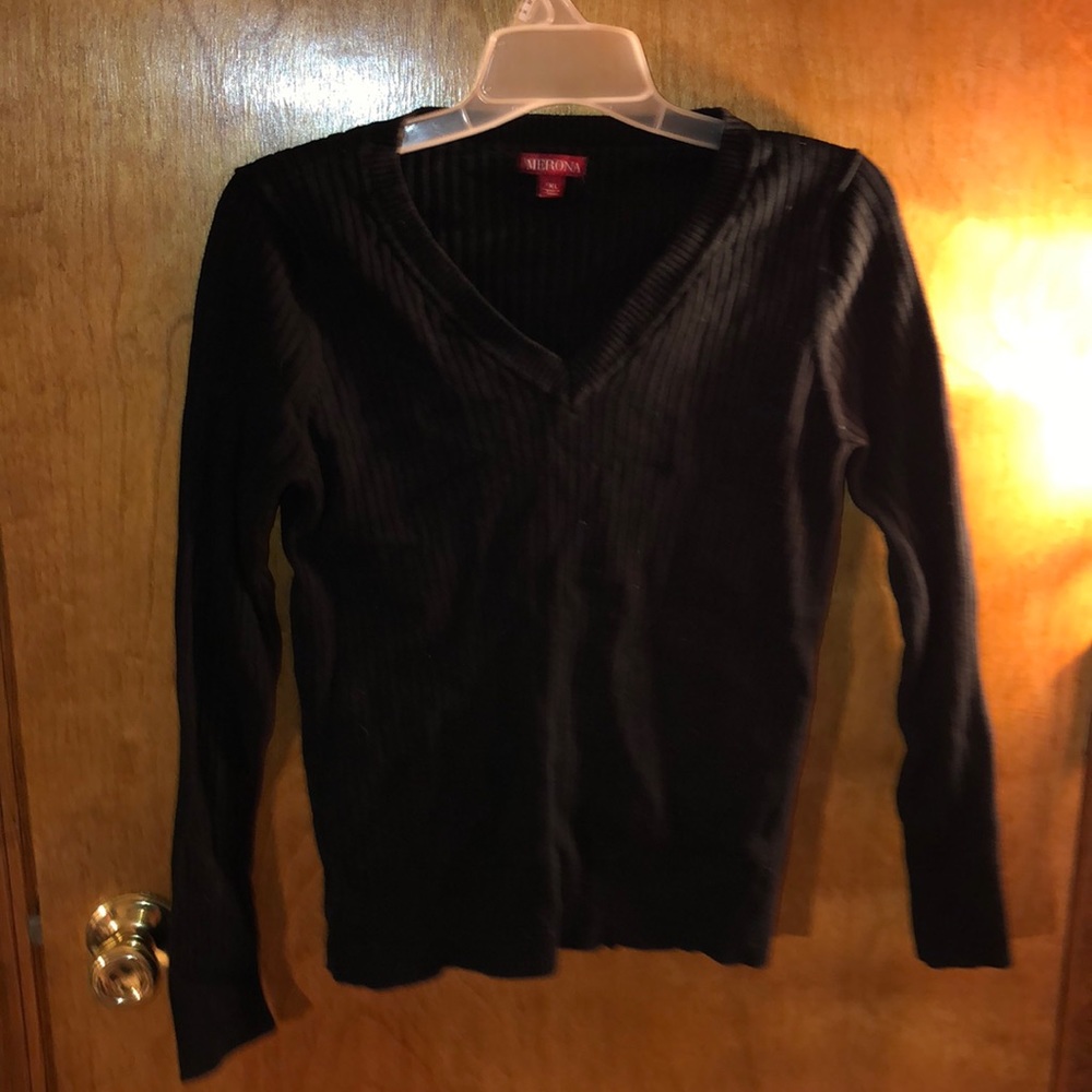 Black tight fitting sweater (fits like a medium)